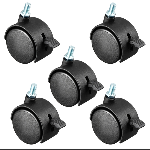 Furniture Casters 2.5" black poly locking threaded swivel stem set of 5 - Picture 1 of 1